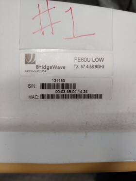 Fe6ou-low Bridgewave Fe6ou Low Tx 57.4-58.8ghz 100 Mbps Microwave Backhaul Radio