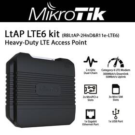 Rbltap-2hnd Mikrotik Rbltap-2hnd&r11e-lte6 Ltap Kit 802.11b/g/n Ap And Lte Modem Gps Antenna