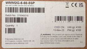 Wmm2g-6-60-5sp Panorama Wmm2g-6-60 Mimo 4g/5g Lte Directional Antenna 9 Dbi Peak Gain - New