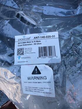 Proxicast Ant-140-020-50 50ft Sma Male To N Coax Extension - 50 Ohm Cable