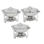 5 Quart Stainless Steel Full Size Tray 3 Pack Round Chafing Dish Buffet Catering. Fixed Price $81.44.