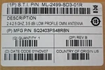Symbol ML-2499-SD3-01R 2.4-2.5 Ghz 3.5DBI Low Profile Omni S.t.i. SQ2403PS48RBN. Fixed Price $106.23.